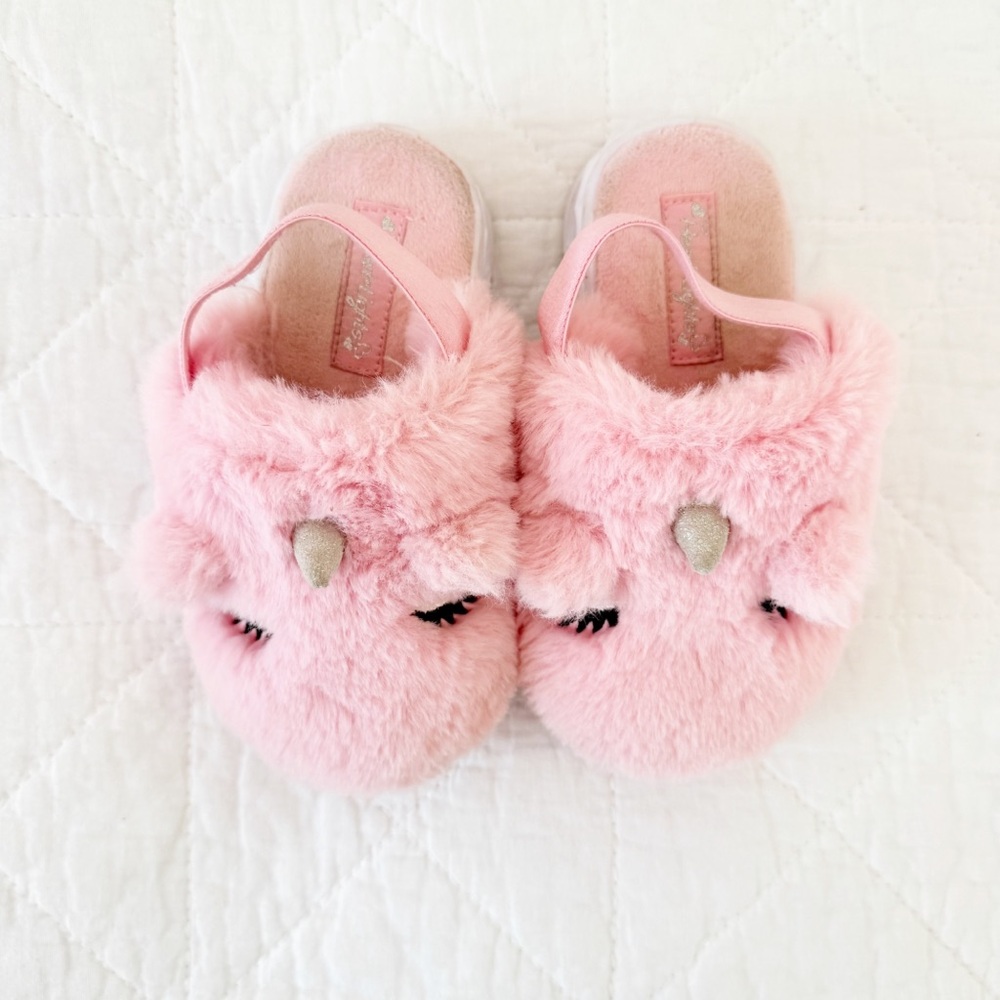 8 Toddlers Skechers Kids Pink Furry Unicorn Light Up Shoes - Picture 2 of 9